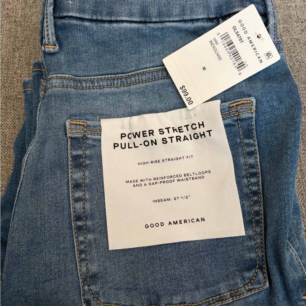GOOD AMERICAN - Power Stretch Pull-On Straight Leg Jeans Sz M